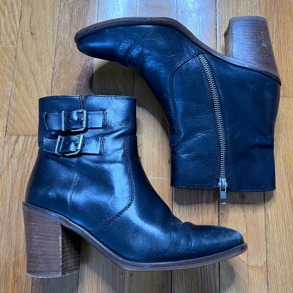 J. Crew 'Dean' Black Leather Ankle Boots Size 8